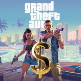 GTA 6 artwork with Jason, Lucia, and dollar sign (Image source: Rockstar Games with edits)