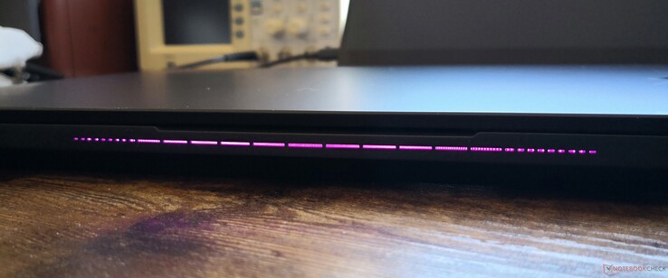 Customizable RGB LED along the front edge