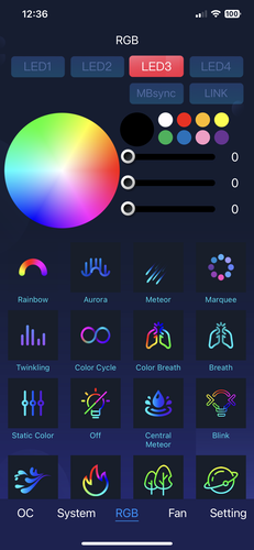 Xtreme Tuner Plus - RGB lighting settings