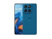 The Motorola Edge 60 Fusion in Pantone Mykonos Blue is the fourth color option the phone can be purchased in. (Image source: Motorola)