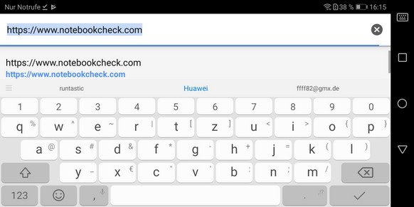 The keyboard in landscape mode