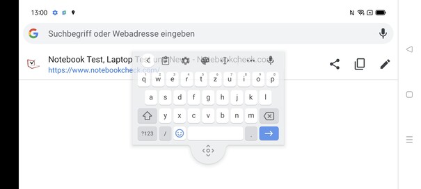 Keyboard in landscape mode