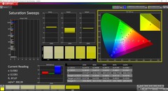 CalMAN saturation (profile: native, target color space P3)