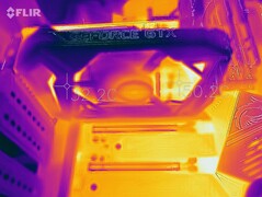 Heat map of the PNY GeForce GTX 1660 XLR8 Gaming OC during a stress test (PT 100%)