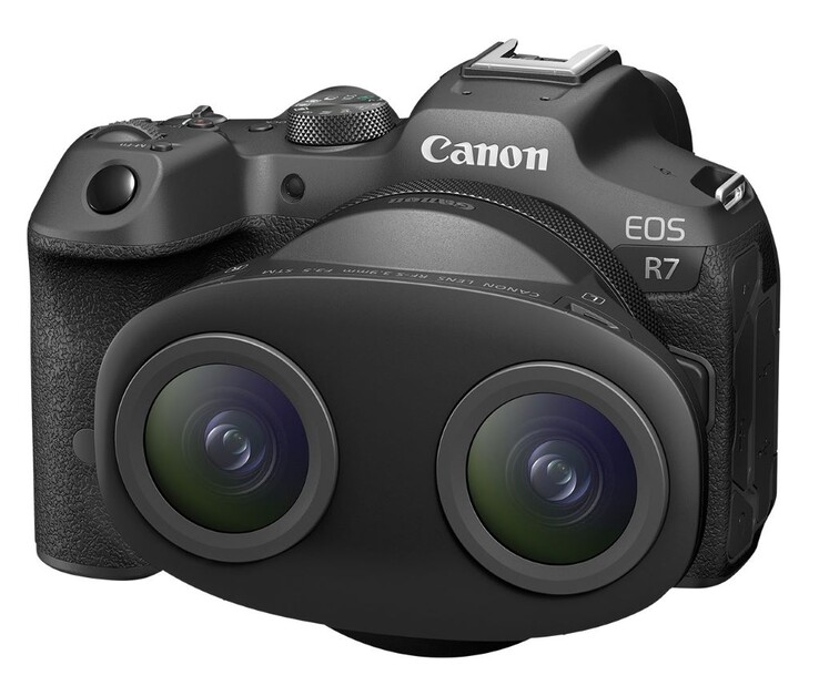 The Canon EOS R7 mirrorless camera is the only compatible model for the Dual Fisheye lens. (Source: Canon)