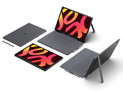 The new Iconia tablets have support for detachable keyboard and stylus accessories. Pictured: a promo picture showing the OLED tablets.