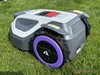 Rear of the robotic lawnmower, handle on the underside
