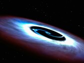 An illustration showing two black holes.