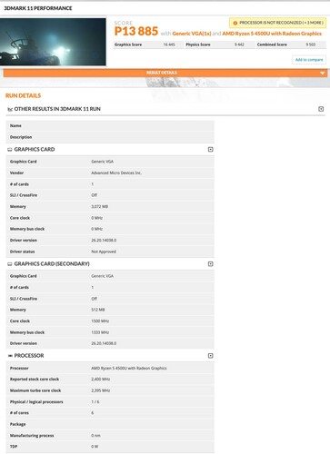 Test results and specs (Source: 3DMark)