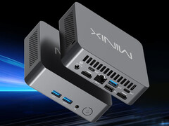 The NUC300 has a 2.5GbE port. Pictured: a promo render showing the design and port configuration of the mini PC.