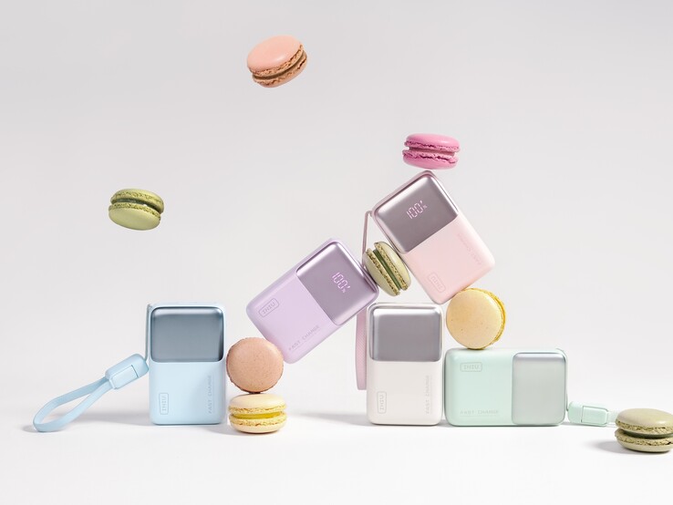 The INIU Pocket Rocket P50 power bank comes in six color options, including black, light blue, light green, light white, light purple, and light pink (Image source: INIU)