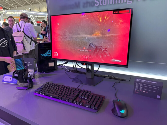The Asus ROG Strix OLED XG27AQDPG on show at Computex 2025 in Taipei. (Image source: TFTCentral)