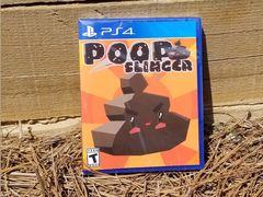 A picture of one of the rarest PS4 game discs in the world, Poop Slinger