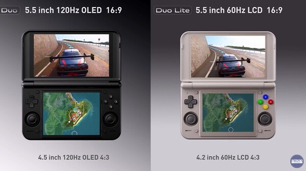 The Retroid Pocket Duo will have 120Hz OLED displays while the Pocket Duo Lite will have 60Hz LCD panels.