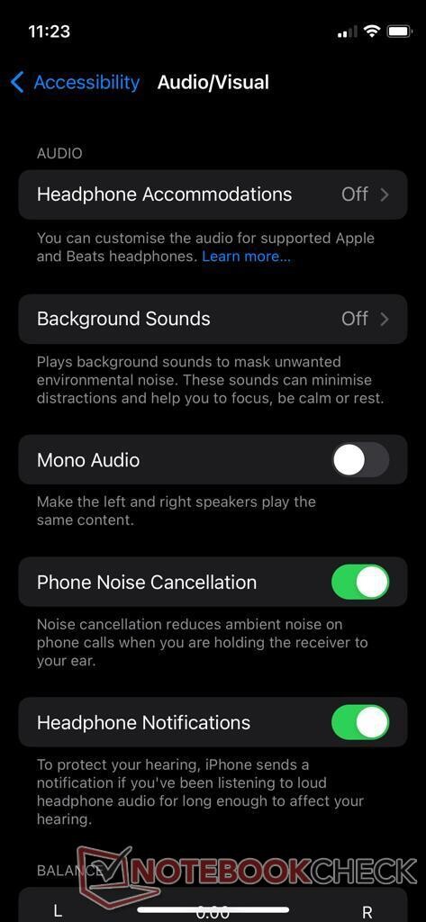 'Phone Noise Cancellation' on an iPhone 12 mini. (Image source: NotebookCheck)