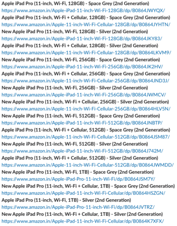 The alleged amazon.in product listings for the iPads Pro 2020. (Source: MySmartPrice)