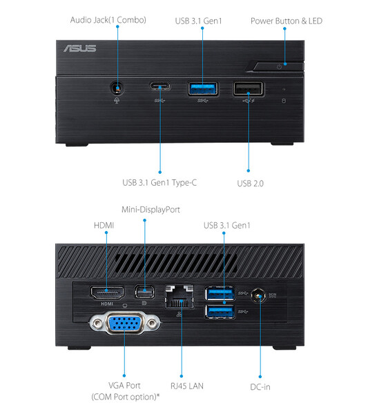 A look at the front and back of the ASUS PN40. (Image source: ASUS)