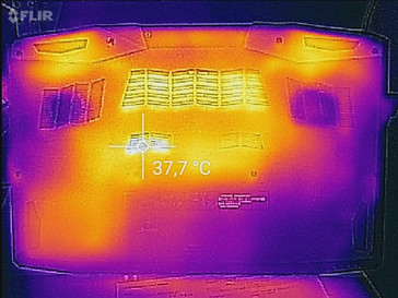 Thermal profile, bottom of base unit (idle)