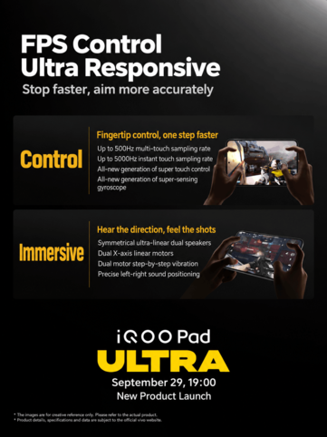 iQOO highlights the Pad Ultra's gaming-focused controls and features
