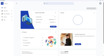 Lenovo Vantage home screen
