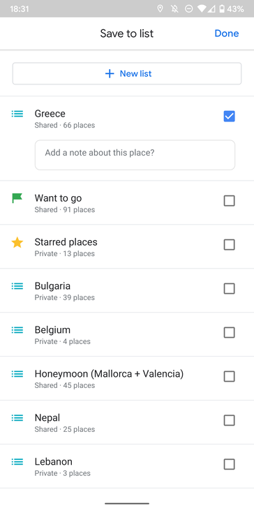 Some screenshots illustrate the new changes in Google Maps Lists. (Source: Android Police)