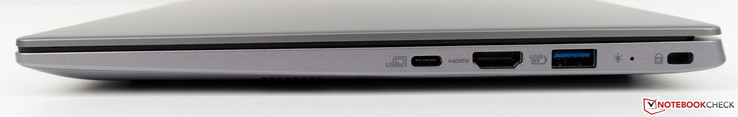 Right-hand side: USB Type-C, HDMI, USB 3.0 Type-A, security lock slot