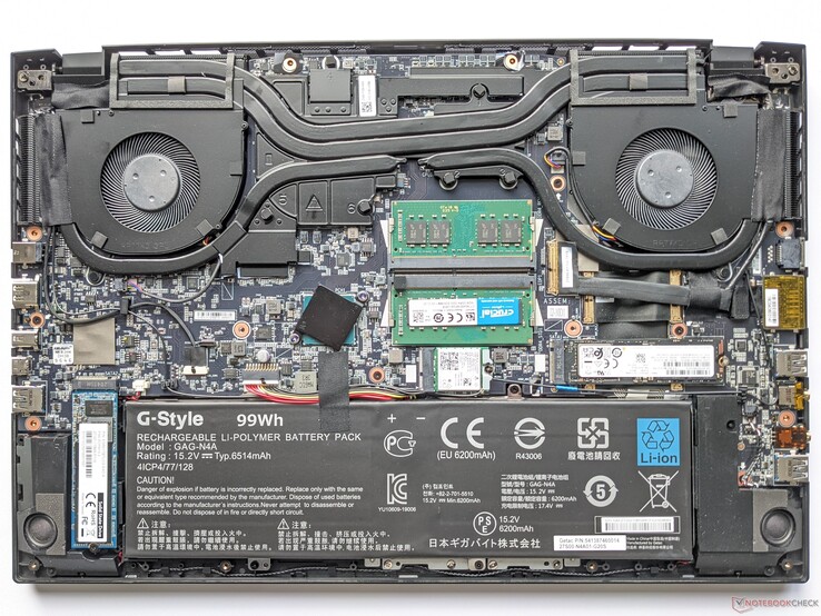 The insides of the Gigabyte Aero 17 HDR YD
