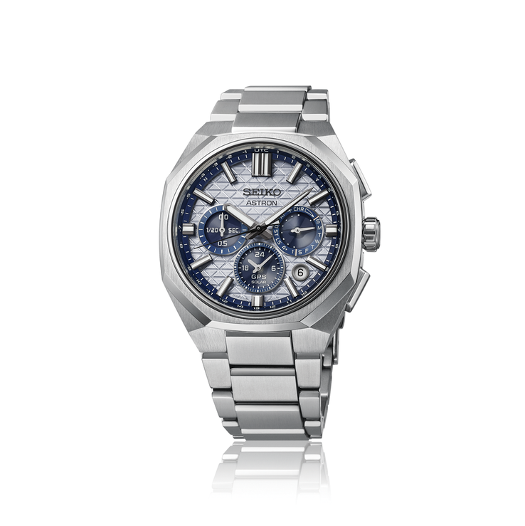 Astron HAB004 pairs a silver dial with striking “Seiko Blue” accents