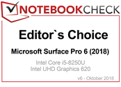 Editor's Choice Award in October 2018: Microsoft Surface Pro 6 (2018)