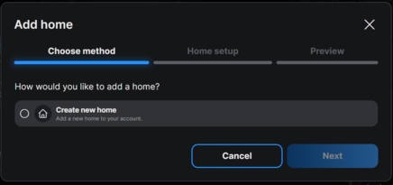 When creating a new home, the name and icon can be personalized.