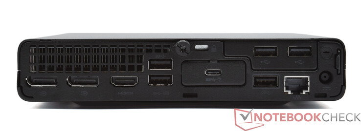 Rear: 2x DisplayPort 1.4, HDMI 2.1, 3x USB Type-A 10 Gbit/s, 2x USB Type-A 2.0, USB Type-C 10 Gbit/s, RJ45 GBit-LAN, power connector