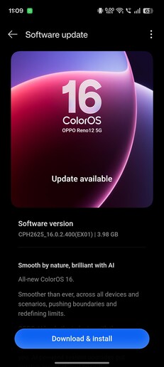 Reno 12 5G with ColorOS 16 (Image source: u/Choice-Gene1363 via Reddit)