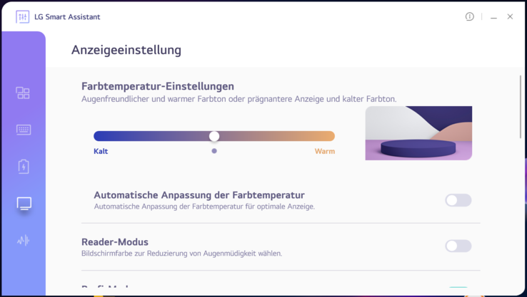 LG Smart Assistant - screen settings