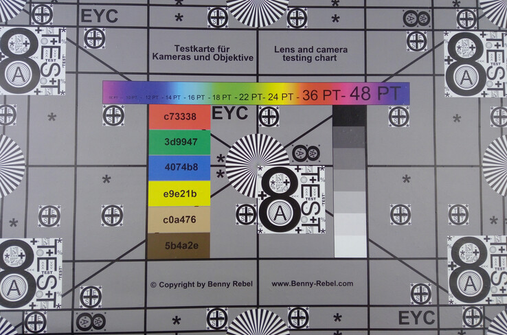 A photo of our test chart