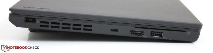 left: power, USB Type-C, HDMI, USB 3.0