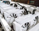 The ZOTAC Gaming GeForce RTX 30 Series White Edition cards are hooked up seemingly ready for crypto mining. (Image source:@ZOTAC_USA)