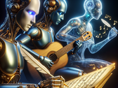 Udio launches free AI song creation service that turns text prompts into songs in seconds. (Source: AI image Dall-E 3)