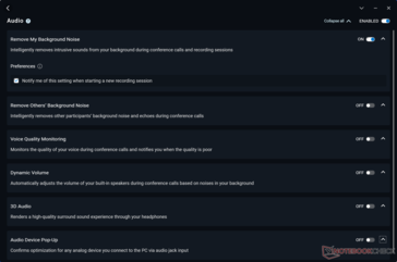 Audio settings