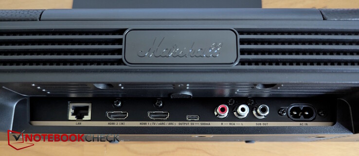 Rear: LAN, 2 × HDMI, USB-C, RCA, sub-out, power