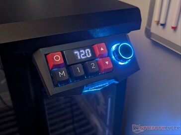 Control panel with tactile mechanical feeling buttons.