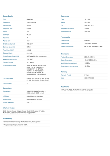 AOC Agon AG251 data sheet