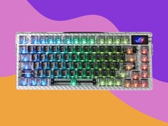 The Asus ROG NightMagic Extreme Special Edition mechanical keyboard features a fully transparent shell and keycaps. (Image source: Asus, Unsplash, edited)