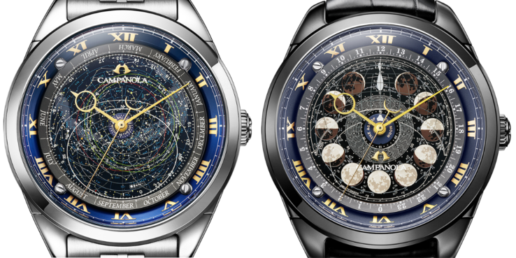 The Citizen Campanola Cosmosign Constellation Chart (left) and Moon Phase (right) watches. (Image source: Citizen)