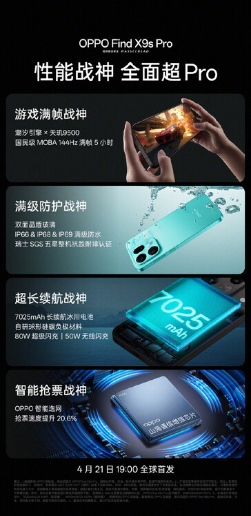 The Find X9s Pro's chipset and battery details.