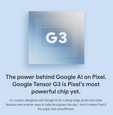 Google Tensor G3 marketing claims. (Source: Google)