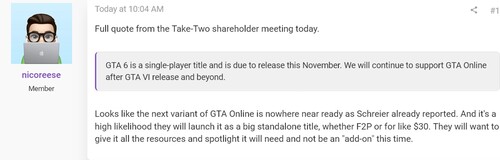 Quote about GTA Online from Take-Two shareholder meeting