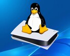 Tux Linux logo shown above PS5 console