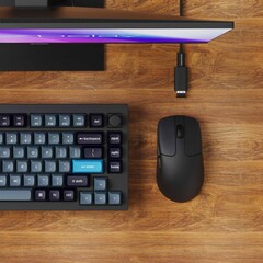 Keychron M2  mouse with 8K receiver and an extender cable and adaptor.