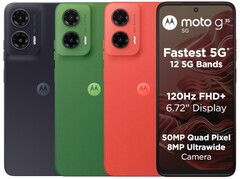 The Moto G35 5G comes in Leaf Green, Midnight Black, and Guava Red colorways (Image source: Motorola)