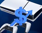PS5 console shown with dollar sign and up arrow (Image source: Sony PlayStation with edits)
